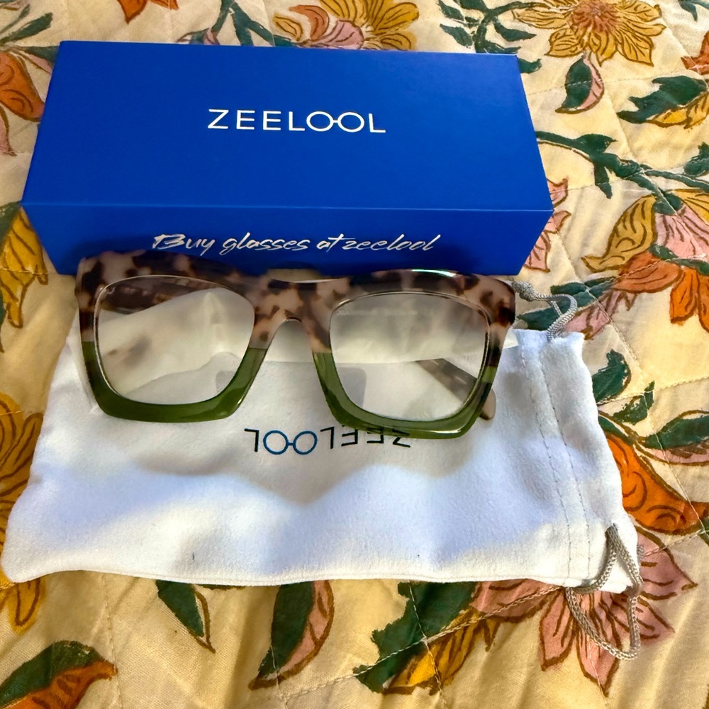 Zeelool Tortoise and Green Square frame Glasses